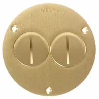 HUBBELL WIRING DEVICE-KELLEMS Floor Box Cover: Round, Gold, Brass, Brushed, 3 7/8 in Dia. x 1/8 in H (MPN S3725)