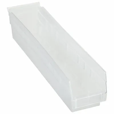 AKRO-MILS Shelf Bin: 17 7/8 in Overall Lg, 4 1/8 in x 4 in, Clear, Nesting Capable - Clearview Plastic Shelf Bins