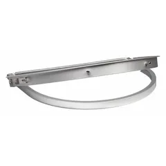 Aluminum hard hat adapter for mounting a face shield to a hard hat. Silver finish. Used in industrial environments for head and face protection against impacts and splashes.