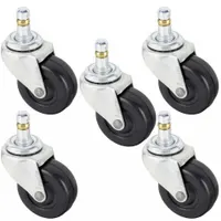 BEVCO Stem Caster Kit: Swivel, No Brake, 2 in Wheel Dia., 7/8 in Wheel Wd, 2 in Mounting Ht, 5 PK (MPN CAR5S)
