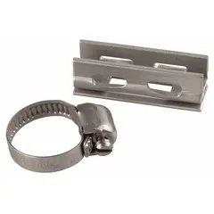 Stainless steel fixing strap for mounting smooth-body cylinders in industrial equipment. Used in automation, packaging, and material handling systems to secure pneumatic actuators.
