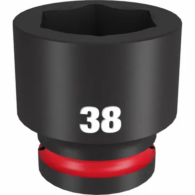 MILWAUKEE Standard Impact Socket: 3/4 in Drive Size, Metric, 38 mm Socket Size, 6-Point - 3/4" Drive Impact Sockets