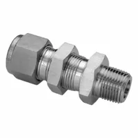 Double-ferrule compression fitting adapter for connecting 3/8 in OD tubing to a 1/2 in male NPT port. Made of stainless steel, it provides a leak-tight seal in industrial fluid systems. Compatible with Parker A-LOK fittings