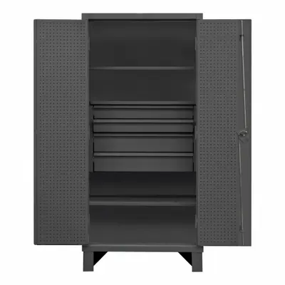 DURHAM MFG Industrial Shelf Cabinet with Drawers & Pegboard - Industrial Shelf Cabinets with Drawers & Pegboards