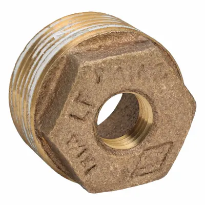 OEM APPROVED VENDOR 1 in x 1/4 in Class 125 Brass Straight Reducer - Threaded Low-Pressure Pipe Fittings for Potable Water with Thread Sealant