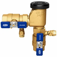 The ZURN WILKINS 1-710 is a pressure vacuum breaker with FNPT x FNPT connections, designed for water media in high health hazard applications. It operates within a temperature range of 33°F to 140°F. This device prevents backflow of contaminated water into potable supplies, commonly used in commercial and industrial water systems for cross-connection control.