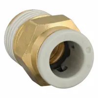 SMC Push-Fit Adapter Fitting: 8 mm OD x 1/4 in Pipe Size, Push-to-Connect x BSPT, Brass, Brass (MPN KQ2H08-02AS)