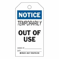 Tag: Notice, 3 in Wd, 5 3/4 in Ht, Black/Blue/White, Rectangle, Polyester, Indoor/Outdoor, 10 PK (MPN 86478)