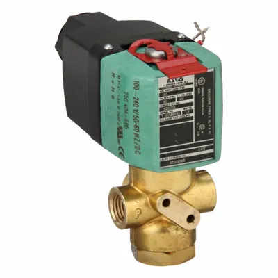 ASCO Solenoid Valve: 3-Way, Normally Closed, 1/4 in Pipe Size, 100 to 240V AC - 3-Way/2-Position, Normally Closed Solenoid Valves