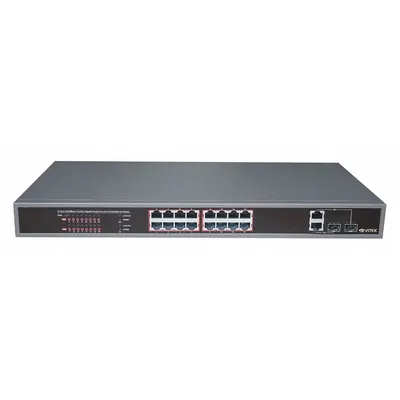 VITEK VT-16P250WS 16-Port Web Smart PoE Switch - Video Surveillance Power Over Ethernet Devices