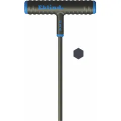 T-shaped hex key with #2.5 metric tip size and 9-inch long arm, made of steel with black oxide finish. Used for driving metric socket-head cap screws and set screws in assembly, maintenance, and repair tasks requiring reach and torque in confined spaces.