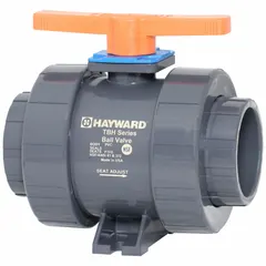 This 3-inch CPVC ball valve features a straight, true-union NPT design for easy installation and maintenance without disturbing pipe connections. The three-piece construction allows access to internal components. Equipped with a locking tee handle for secure operation. Suitable for use in industrial piping systems requiring reliable shut-off and flow control.