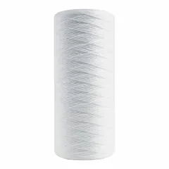 This string-wound water filter cartridge uses cotton filter media to remove sediment and particulates. Rated at 50 micron and 15 gpm, with a 30-inch overall height. Suitable for general-purpose water filtration in industrial systems such as pre-filtration, process water, and cooling towers.