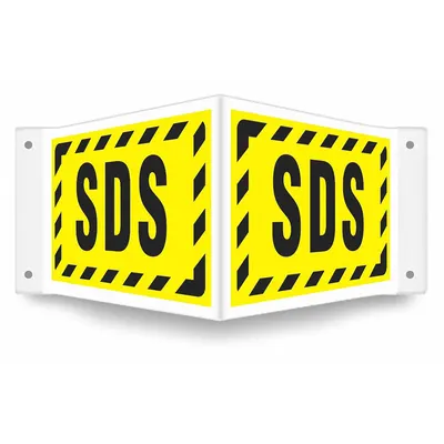 CONDOR Safety Sign: PETG, Mounting Holes Sign Mounting, 8 in x 18 in Nominal Sign Size - V-Shape Projection SDS Signs