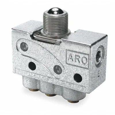 ARO Manual Air Control Valve: 200, Three-Way / Two-Position, Roller, Black - ARO 200 Series Manual Air Control Valves