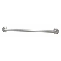 This straight grab bar is constructed of stainless steel with a satin finish. It measures 18 inches in length and 1 1/4 inches in diameter. Suitable for use in commercial bathrooms, healthcare facilities, and accessible washrooms to provide hand support near toilets, showers, or tubs.