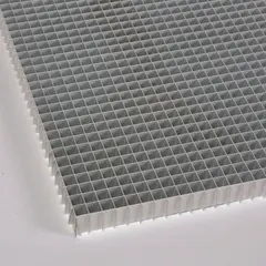 This lay-in grille is constructed from silver mill aluminum and measures 23 3/4 inches wide by 47 3/4 inches high by 1/2 inch deep. It is designed for use in suspended ceiling grids for return air applications in HVAC systems. Not fire rated.