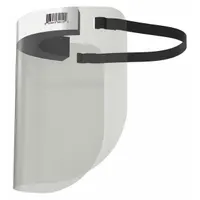 This pre-assembled disposable full face shield features a clear polyester visor with a height of 9 1/8 inches. It is dielectric and reusable, with an elastic band suspension for adjustment. Suitable for general industrial face protection against splashes, debris, and impact