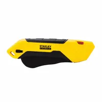 STANLEY Safety Knife: 6 in Overall Lg, Plain, 1/2 in Overall Wd, Rubber, Black/Yellow, Quick-Change (MPN FMHT10369)