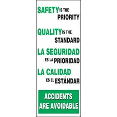 Safety Banner: Poly Sheeting, 74 in x 28 in Nominal Sign Size, Indoor/Outdoor, 1 Printed Sides (MPN SBMBR613). Key specifications — Material: Poly Sheeting; Nominal Sign Size: 74 in x 28 in; Indoor/Outdoor Usage: Indoor/Outdoor; Includes Wind Slits: No; Number of Printed Sides: 1.