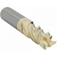 Carbide square end mill with ZrN coating for aluminum and non-ferrous materials. Three-flute geometry and 5/8" diameter provide efficient chip evacuation and fine surface finishes. Length of cut 2-1/2", overall length 5". Suitable for high-speed milling in general fabrication.