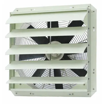 Dayton Exhaust Fan: 20 in Blade, 1 Speed, 1/3 hp, Totally Enclosed Air Over, 3,800 cfm - Corrosion-Resistant Shutter-Mount Exhaust Fans