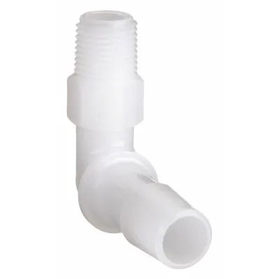 ELDON JAMES Barbed Fitting Elbow: Barbed/Threaded, 3/8 in ID x 1/8 in Pipe Fitting Size - Polyethylene Barbed Tube Fittings
