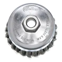 WEILER Cup Brush: Twisted Stainless Steel, 3 1/2 in Dia, 0.023 in Fill Dia, 5/8"-11 Arbor (MPN 93435)