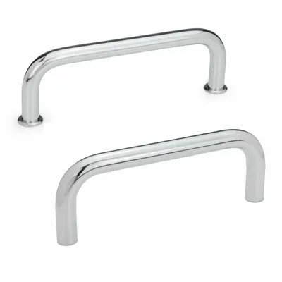 JW WINCO Pull Handle: Threaded Holes, Steel, Silver, 3.78 in Mounting Hole Center to Center - Load-Rated Standard "U" Pull Handles