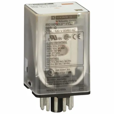 SCHNEIDER General Purpose Relay: Socket Mounted, 10 A Current Rating, 120V AC, 3PDT - Socket-Mounted Relays