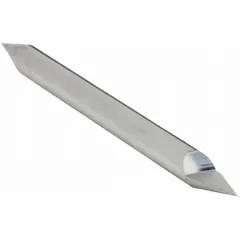 This double-end pointed engraving tool is made of solid carbide for durability. With a 30° tip angle and 0.008" tip diameter, it produces fine, precise lines. The 4" overall length provides reach for various setups. Commonly used for marking, numbering, and detail engraving on metals, plastics, and hardened materials in industrial part identification and labeling applications.