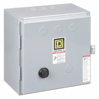 SQUARE D Magnetic Motor Starter: Reversing, 3 Poles, NEMA Size 1, 27 A - Enclosed Reversing Starters with Thermal Overloads
