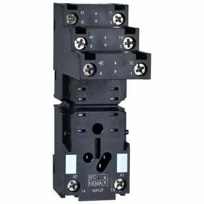 SCHNEIDER Relay Socket: 12 A Rating, DIN-Rail & Surface Socket Mounting, 8 Pins - DIN-Rail Mounted Sockets