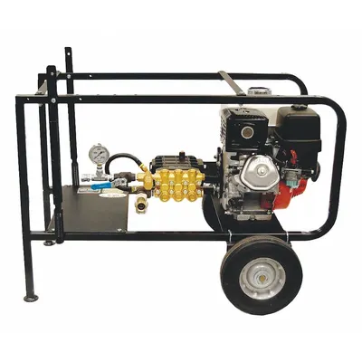 WHEELER-REX Hydrostatic Test Pump: Triplex Plunger, Cart-Mounted, 8 1/2 hp Honda - Roll-Cage Enclosed Engine-Driven Hydrostatic Test Pumps