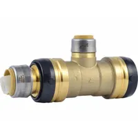 SHARKBITE Push-Fit Tee Fitting: 1 7/8 in OD x 1 1/2 in OD x 3/4 in OD Size, Brass, Reducer, Swivel (MPN UXL08414122)