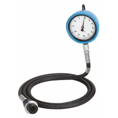 This diesel fuel pressure gauge is designed for use with diesel engines. It measures 9 1/2 inches in length and features a black, blue, and white color scheme. The tool is used to diagnose fuel system issues such as low pressure, clogged filters, or failing pumps.