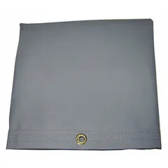 This heavy duty cotton canvas tarp measures 5.75 ft wide by 7.75 ft long, with a thickness of 20 mil and weight of 14.5 oz/sq yd. The gray fabric is polyester coated for added protection. Suitable for covering equipment, materials, or worksites in industrial, construction, and agricultural settings.