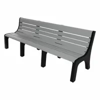 ULTRASITE Outdoor Bench: Newport, 96 in Overall Lg, 33 3/8 in Overall Ht, Gray, Black, Plank Surface (MPN PB 8GRANEW)