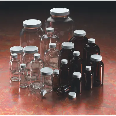 WHEATON Sampling Bottle: 30 mL, Colorless, 20-400 mm, Polypropylene, 48, Polyethylene/PTFE - Clear Narrow Mouth Round Glass Lab Bottles