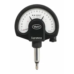 Mechanical dial comparator gauge with inch-based dial reading of 10-0-10 and accuracy of +/-0.00002 in. Used for comparative measurements of small dimensional variations in machined parts during quality control, toolroom inspection, and metrology applications.