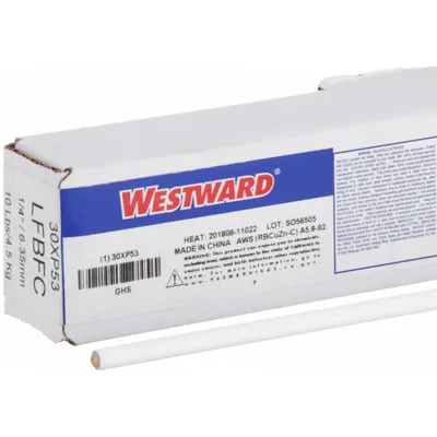 WESTWARD Brazing Alloy: Low-Fuming Bronze, 0%, RBCuZn-C, 1/4 in x 36 in - Low-Fuming Bronze Brazing Alloys