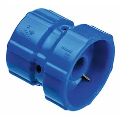 This bevel tool is made of PVC and is used to prepare 1/2-inch diameter PVC pipe ends for assembly with PVC-Lock Manifold Tees. It creates a precise bevel to facilitate secure connections in sprinkler system repairs and installations.