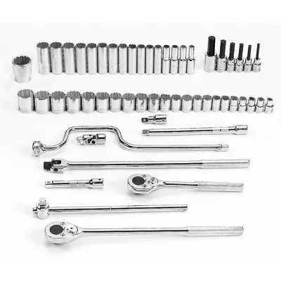PROTO Socket Wrench Set: 1/2 in Drive, 54 Piece, 12-Point, Metric - Metric Socket Sets with Bit Sockets & Drive Tools