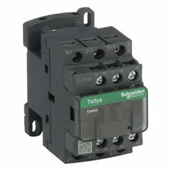 SCHNEIDER LC1D12T7 is a 3-pole non-reversing IEC contactor rated for 12 A with a 480V AC coil and 3 normally open contacts. It is used for switching electrical loads in motor control, lighting, and HVAC applications. This unit does not include integrated surge suppression.