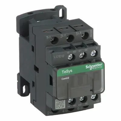 SCHNEIDER Magnetic Contactor: Non-Reversing, 3 Poles, 3NO Contacts, 12 A - Non-Reversing IEC Contactors