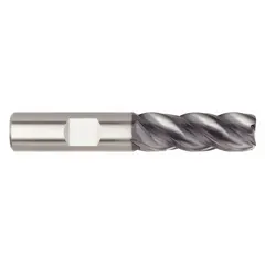 This carbide end mill is designed for fast cutting in steel and cast iron. It features a corner radius to reduce chipping and improve tool life during heavy roughing and finishing. The AlTiN coating provides heat resistance and wear protection for high-speed machining. Specifications: 1" mill diameter, 1-1/2" length of cut, 4" overall length, 4 flutes.