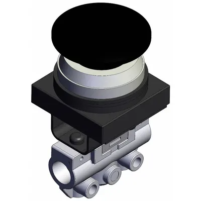 SMC Mechanical Valve: VM100 Series, Mushroom Button Actuator, 3 Ports, 1/8 in NPT - VM Series Manual Air Control Valves