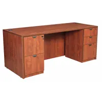 REGENCY Office Desk: Melamine, Cherry, 2 Pedestals, 5 Drawers, 71 in Overall Wd, 29 in Overall Ht (MPN LDPF7135CH)