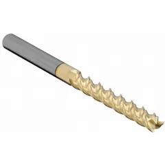This carbide square end mill is designed for machining aluminum and non-ferrous materials. It features a ZrN coating to reduce built-up edge and improve chip evacuation. With 3 flutes, a 3/8" cutting diameter, 2" length of cut, and 4" overall length, it is suited for slotting and finishing operations.