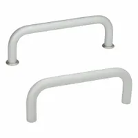 JW WINCO Pull Handle: Threaded Holes, Aluminum, Silver, 5.04 in Mounting Hole Center to Center (MPN 425-AL-8-128-EL)